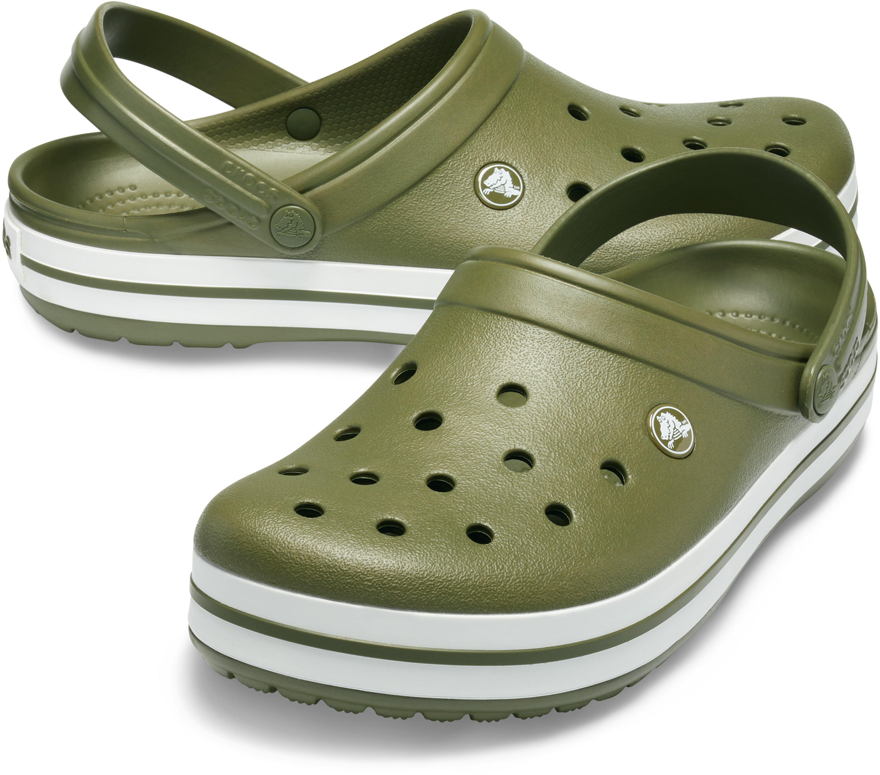 Crocs Crocband Clogs army green/white at addnature.co.uk